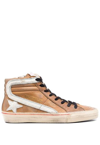 Golden Goose Slide hi-top leather sneakers - Brown