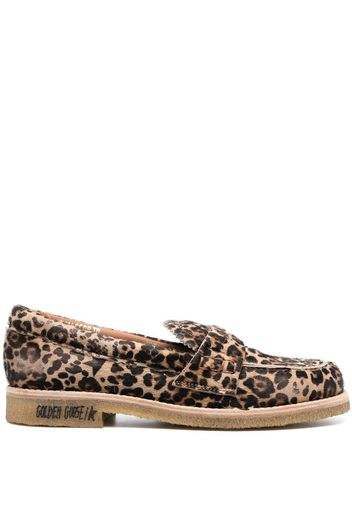 Golden Goose leopard-print round-toe loafers - Brown