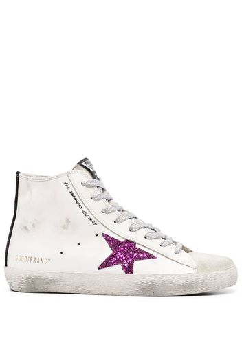 Golden Goose star patch leather high-top sneakers - White