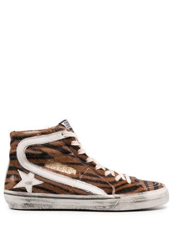 Golden Goose zebra-print high-top sneakers - Brown