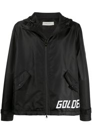 hooded logo print jacket