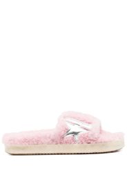 Golden Goose logo-patch shearling slides - Pink