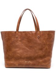 Golden Goose logo-stamp leather tote - Brown