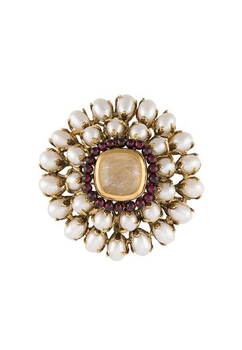 Goossens Perle Baroque floral brooch - White