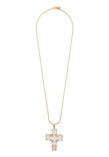 Goossens Stone-embellished cross pendant necklace - Gold