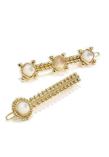 Goossens Venise rock crystal barrettes set - Gold