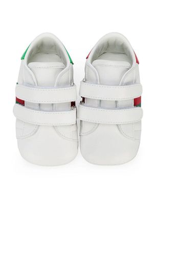 Gucci Kids Baby leather sneakers with Web - White