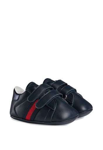 Gucci Kids Baby leather sneaker with Web - Black