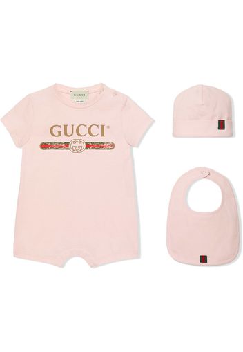 Gucci Kids Baby cotton gift set with Gucci logo - Pink