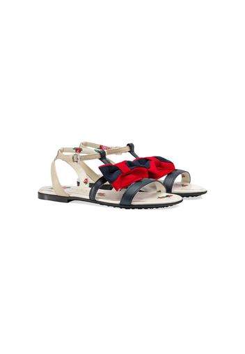 Children's leather sandal with Web bow