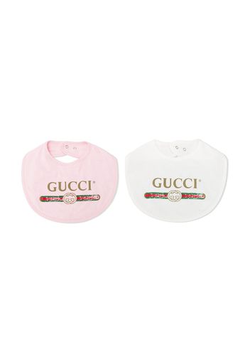 Gucci Kids logo two piece set bibs - White