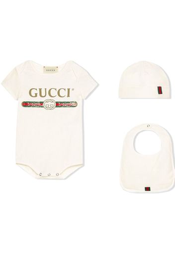 Gucci Kids logo printed babygrow set - White