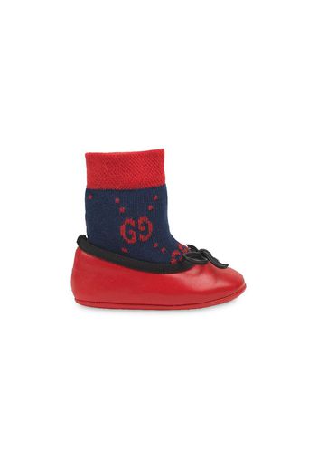 Gucci Kids GG sock ballet flat shoes - Red