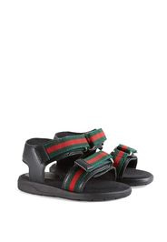 Gucci Kids Toddler leather sandal with Web straps - Black