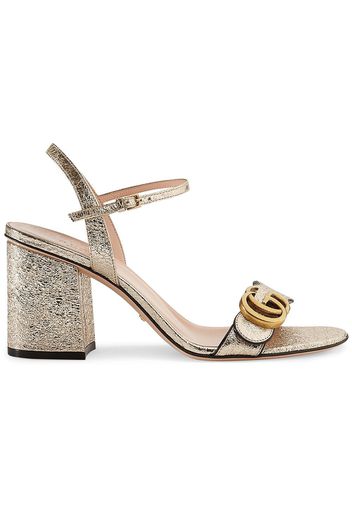 Gucci Metallic laminate leather mid-heel sandal