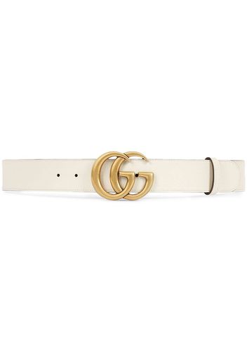 Gucci white Leather belt with Double G buckle