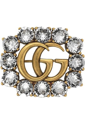 Gucci Metal Double G brooch with crystals - Metallic