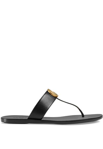 Gucci black double G leather thong sandals