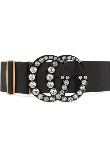 Gucci Elastic belt with crystal Double G buckle - Black