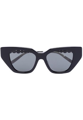 black crystal temple cat eye sunglasses