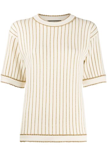 metallic pinstripe knitted top