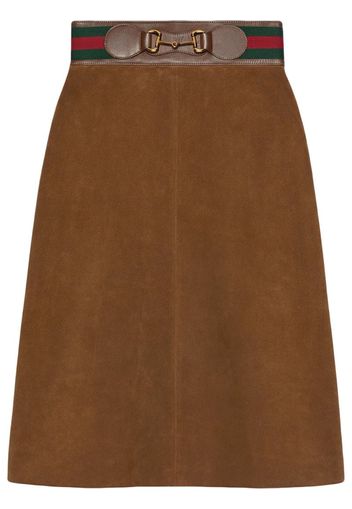 Horsebit suede midi skirt