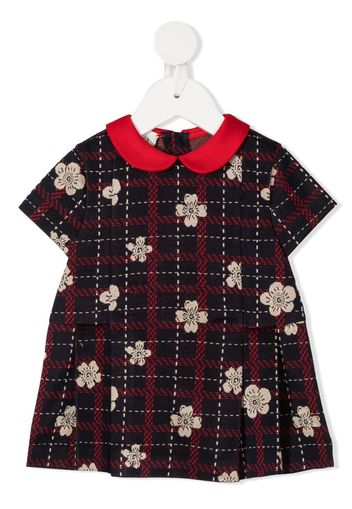 Flower Check short-sleeve dress