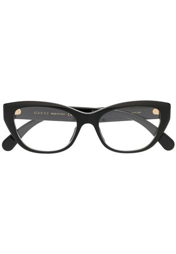 cat-eye logo glasses