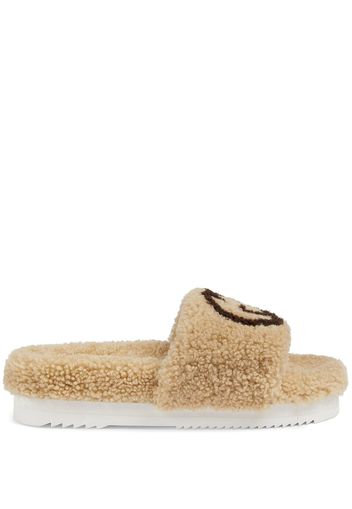 Gucci interlocking G shearling slides - Neutrals