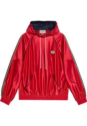 Gucci Web-stripe shiny jersey hoodie - Red