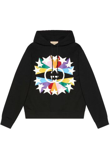 Gucci Interlocking G star burst-print hoodie - Black