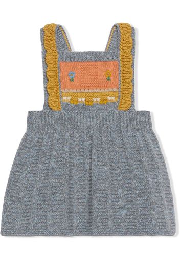 Gucci Kids embroidered intarsia-knit wool dress - Grey