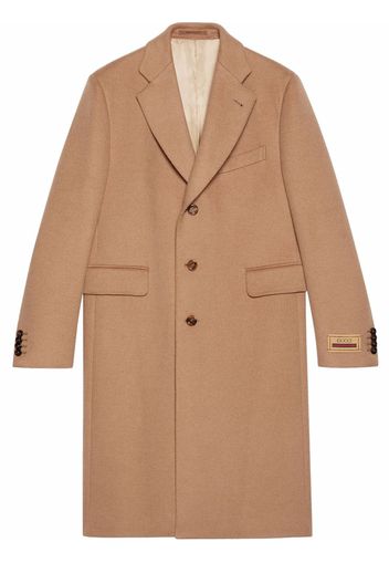 Gucci logo-patch single-breasted coat - Neutrals