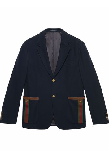 Gucci single-breasted Web-trim jacket - Blue