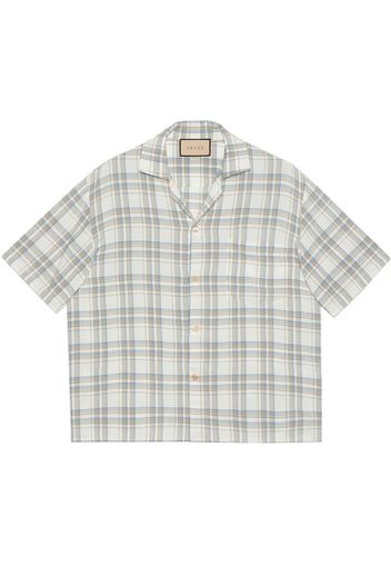 Gucci check-pattern bowling shirt - Blue