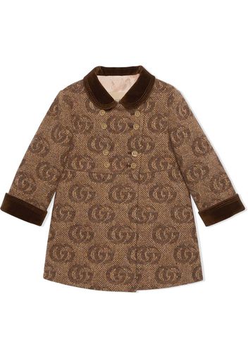 Gucci Kids GG-embroidered wool coat - Brown