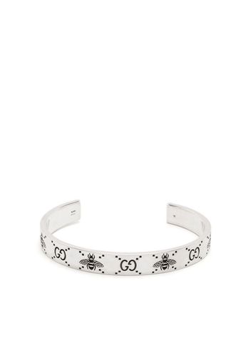 Gucci GG and bee engraved cuff bracelet - Silver