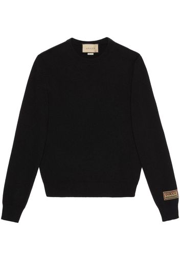 Gucci logo patch cashmere jumper - Black