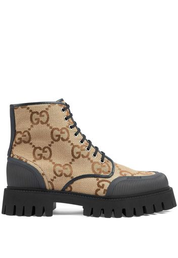 Gucci GG lace-up combat boots - Neutrals