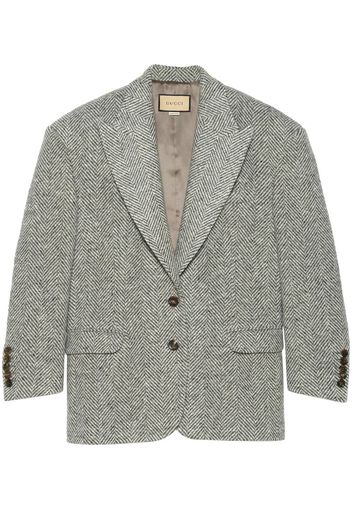 Gucci chevron wool padded shoulder blazer - Grey