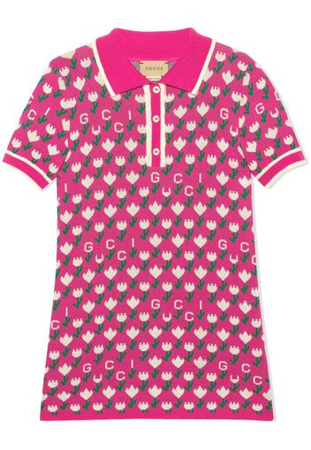 Gucci Kids floral-jacquard polo dress - Pink