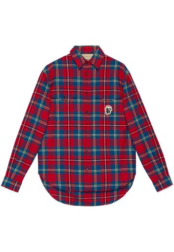 Gucci tartan skunk-patch shirt - Red