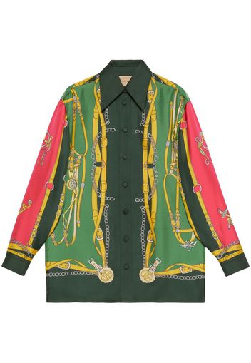 Gucci Harness-print silk shirt - Green
