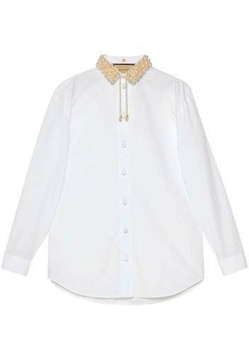 Gucci pearl-embellished cotton shirt - White