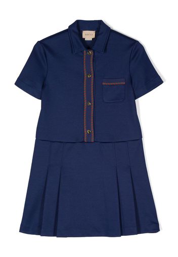 Gucci Kids striped-edge pleated dress - Blue