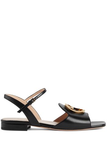 Gucci logo-plaque leather sandals - Black