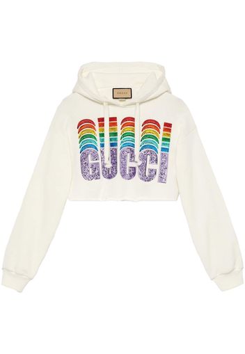 Gucci sequin-detail logo hoodie - White