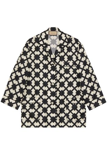 Gucci rhombus-tile silk shirt - White