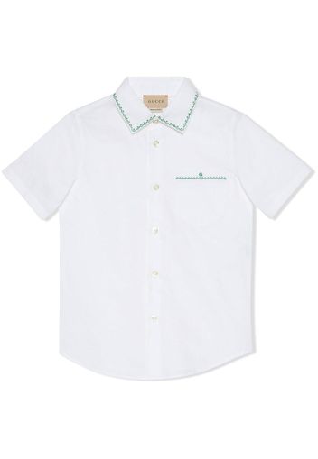 Gucci Kids embroidered-edge oxford shirt - White