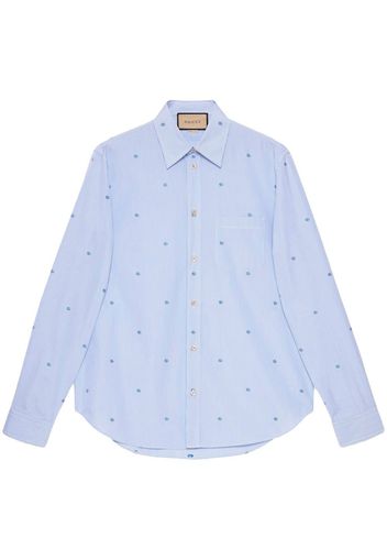 Gucci striped logo-embroidered cotton shirt - Blue